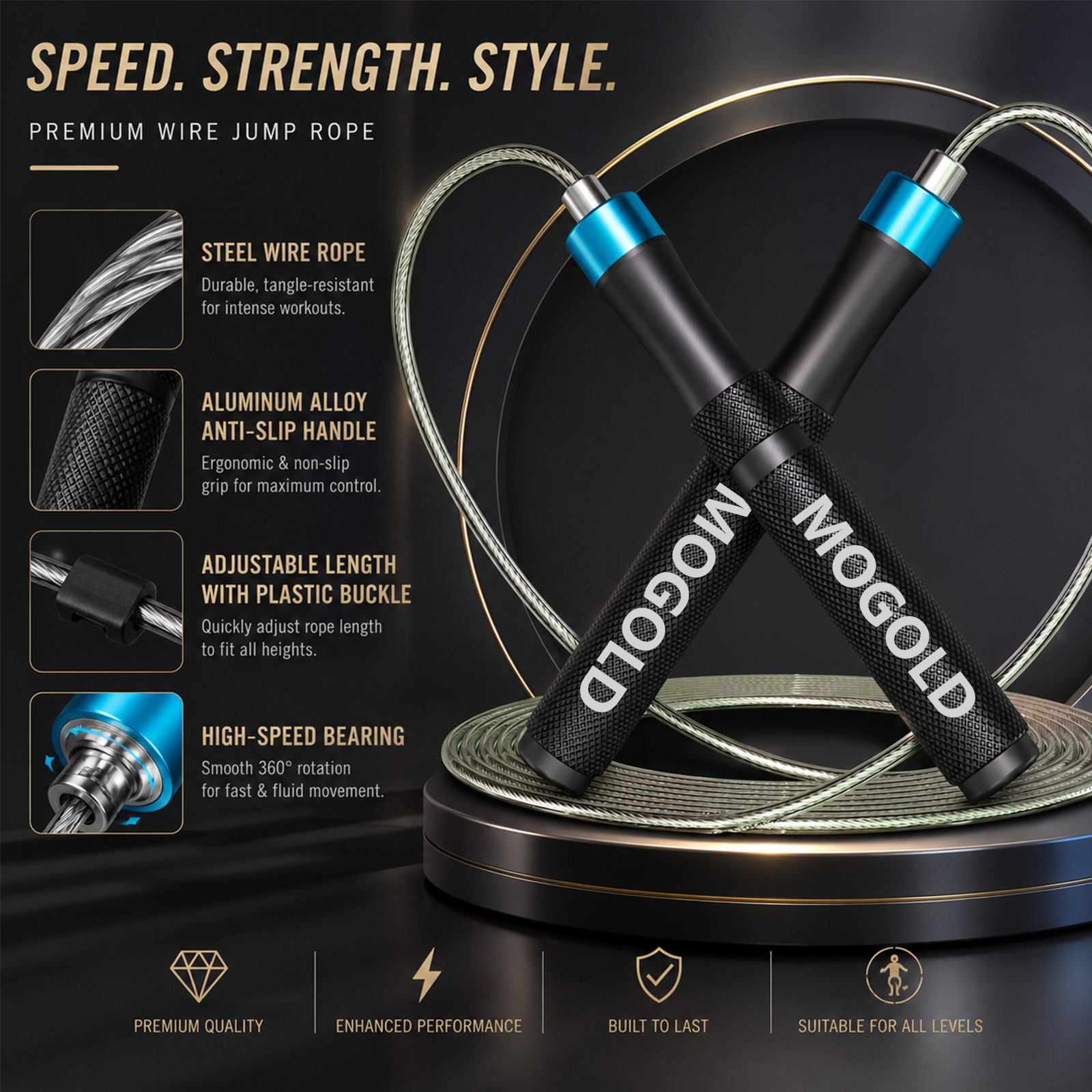 MOGOLD Cuerda para saltar de v - Speed Skipping Rope reseña y precio
